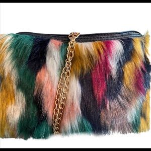 Multi Colored Faux Fur Purse